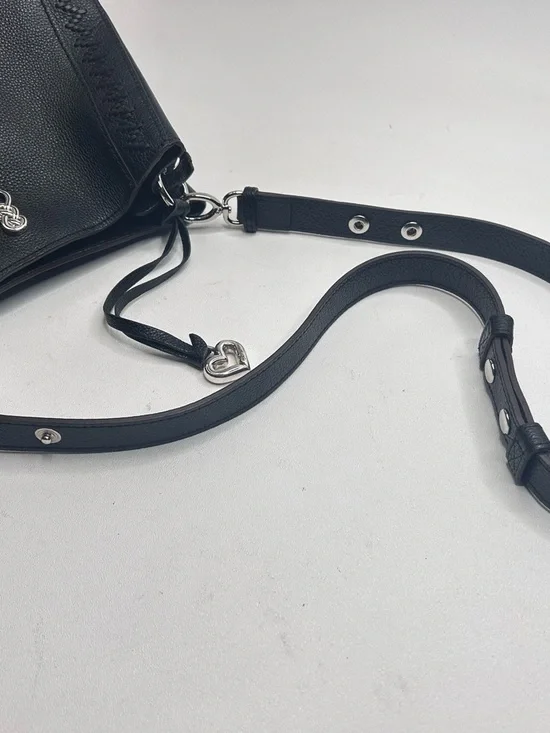 BRIGHTON Interlok Georgia Convertible Hobo BLACK $565 Pebbled Leather Celtic EUC - Picture 9 of 13